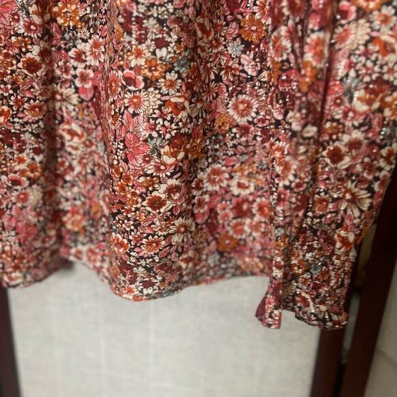 TALBOTS RUFFLE FLORAL LONG SLEEVE BLOUSE SIZE XL - Picture 5 of 6